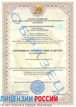 Образец сертификата соответствия аудитора №ST.RU.EXP.00006191-3 Петрозаводск Сертификат ISO 50001